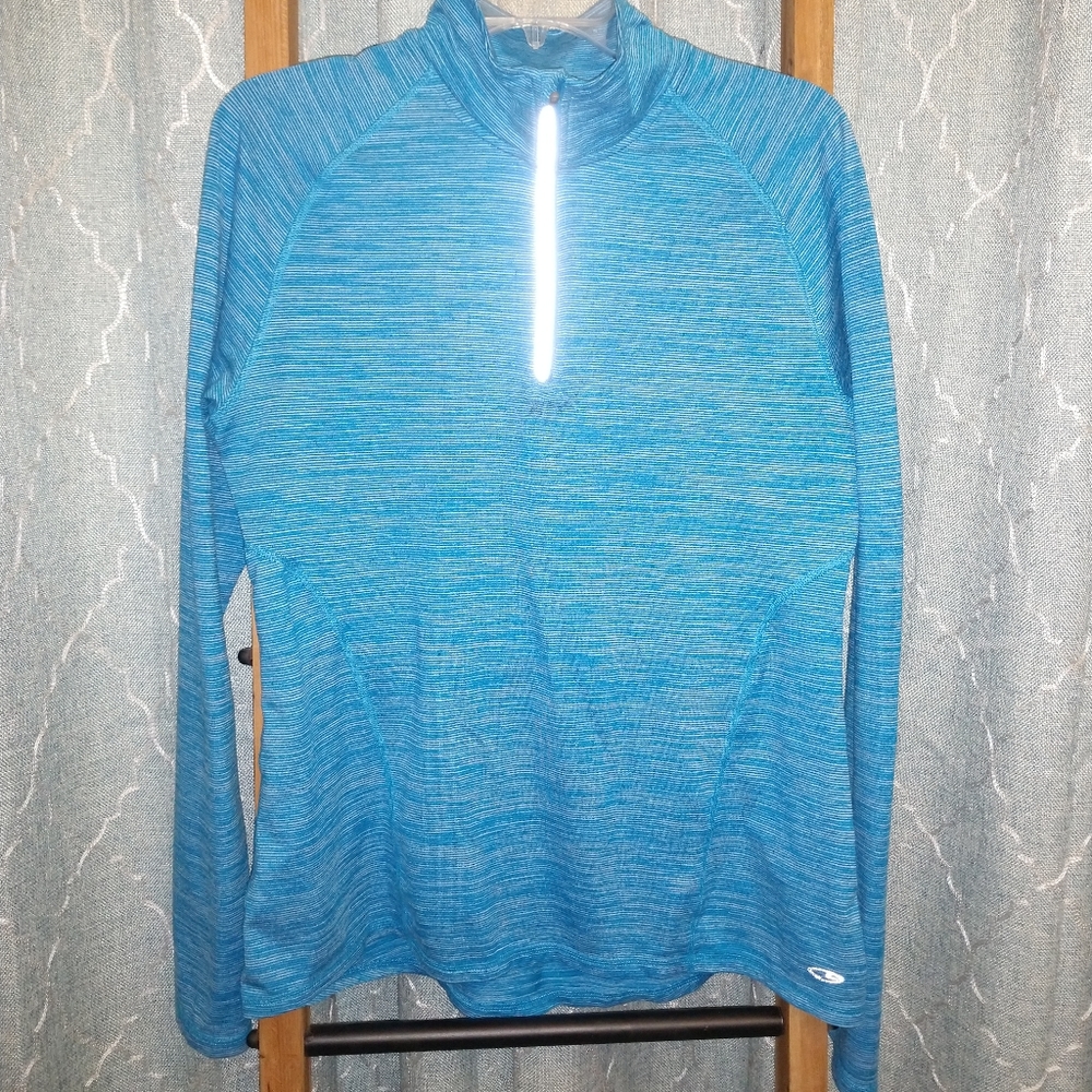 💙CHAMPION DUODRY TURQUOISE REFLECTIVE L/S PULLOVER W/THUMB HOLES